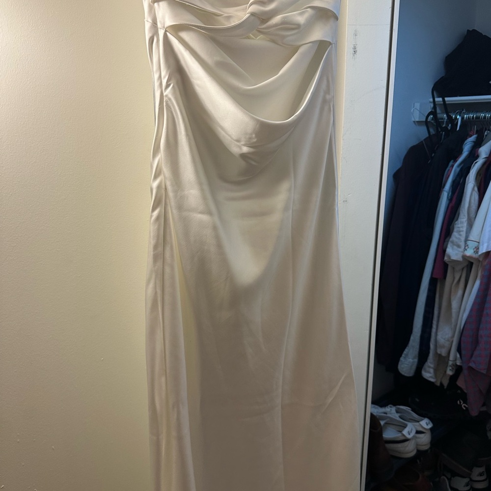Sachin + Babi White Satin Midi Dress, Size 6 - Picture 4 of 5